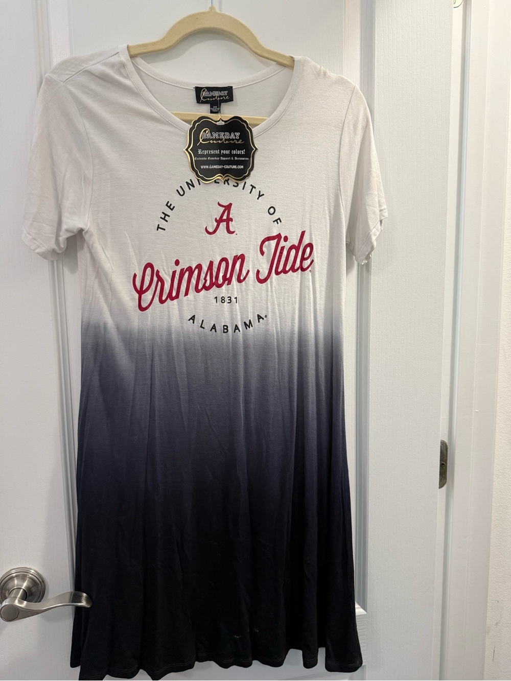 University of Alabama Crimson Tide Ombre T-Shirt Dress - White/Black